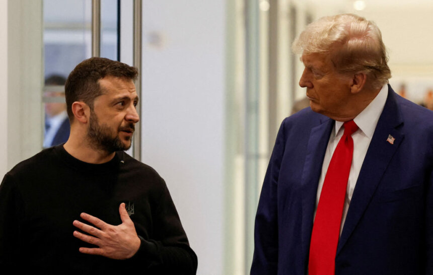 Republican presidential nominee and former U.S. President Donald Trump and Ukraine's President Volodymyr Zelenskiy meet in New York Зеленський і Трамп провели другу розмову за два дні